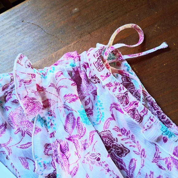 Sonoma Goods For Life Sheer Floral  Ruffle Boho Top/Cami Set - Picture 5 of 11